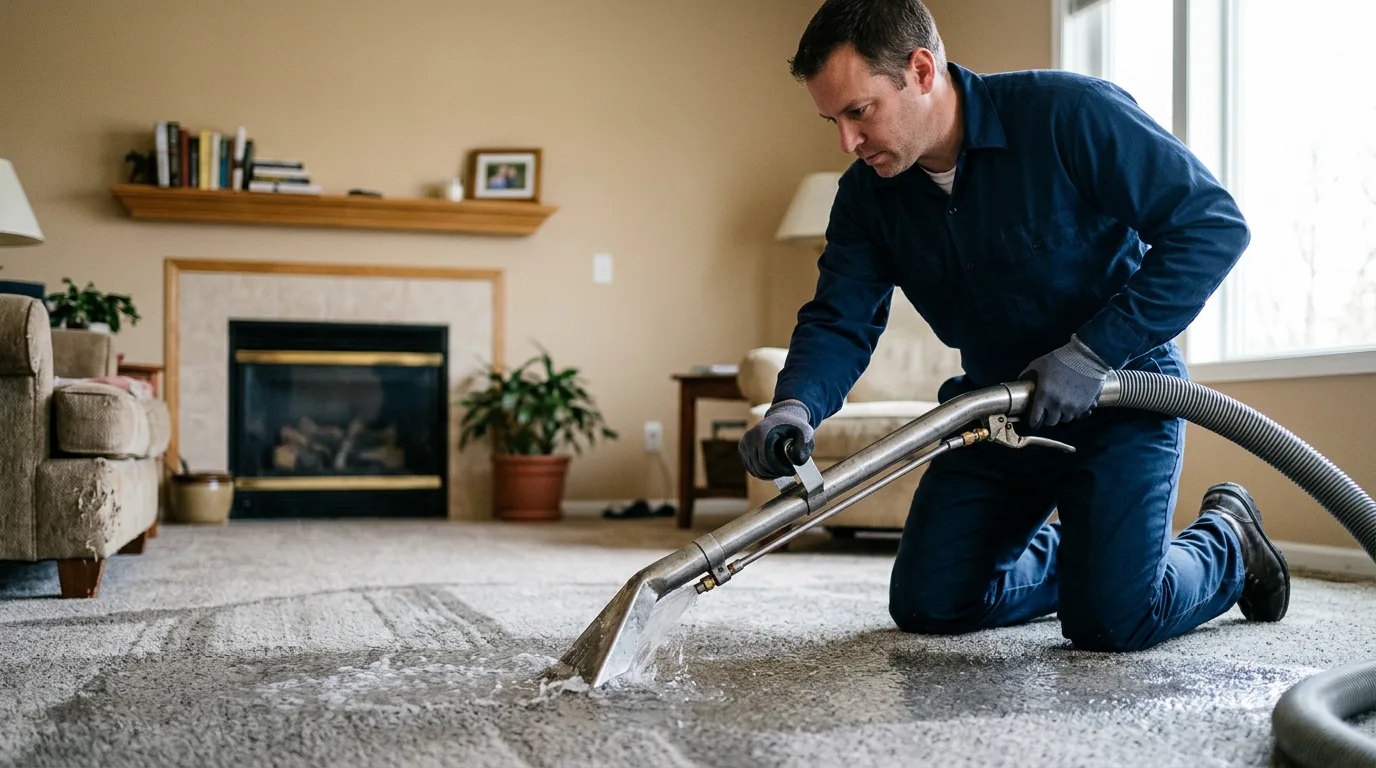Water damage restoration technician working near Grove City, OH